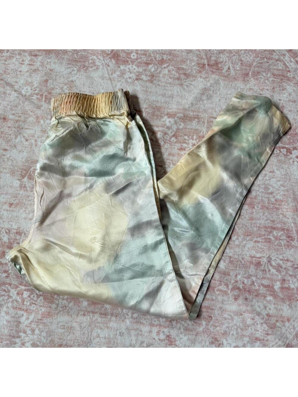 Vintage Turbigo Satin Pastel Tie Dye Pants